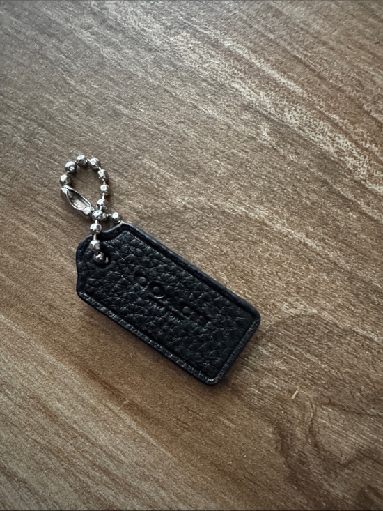 Coach Other - Coach Black Pebbled Leather Key Tag with Silver Chain